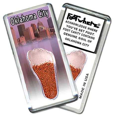 Oklahoma City FootWhere® Souvenir Magnets. 6 Piece Set. Made in USA