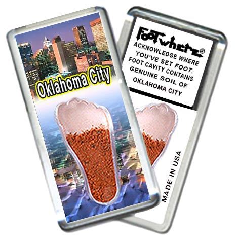 Oklahoma City FootWhere® Souvenir Magnets. 6 Piece Set. Made in USA