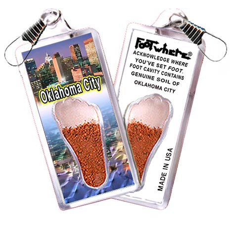 Oklahoma City FootWhere® Souvenir Zipper-Pulls. 6 Piece Set. Made in USA