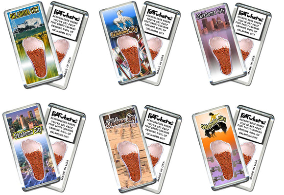 Oklahoma City FootWhere® Souvenir Magnet. 72 pieces/6 assorted styles.