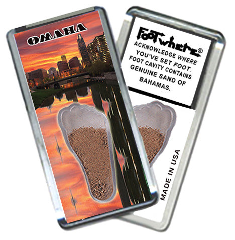 Omaha FootWhere® Souvenir Magnets. 6 Piece Set. Made in USA