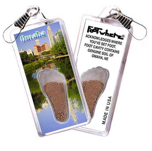 Omaha FootWhere® Souvenir Zipper-Pulls. 6 Piece Set. Made in USA