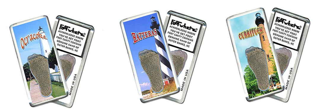 Outer Banks, NC FootWhere® Souvenir Magnet. 72 pieces/3 assorted styles.