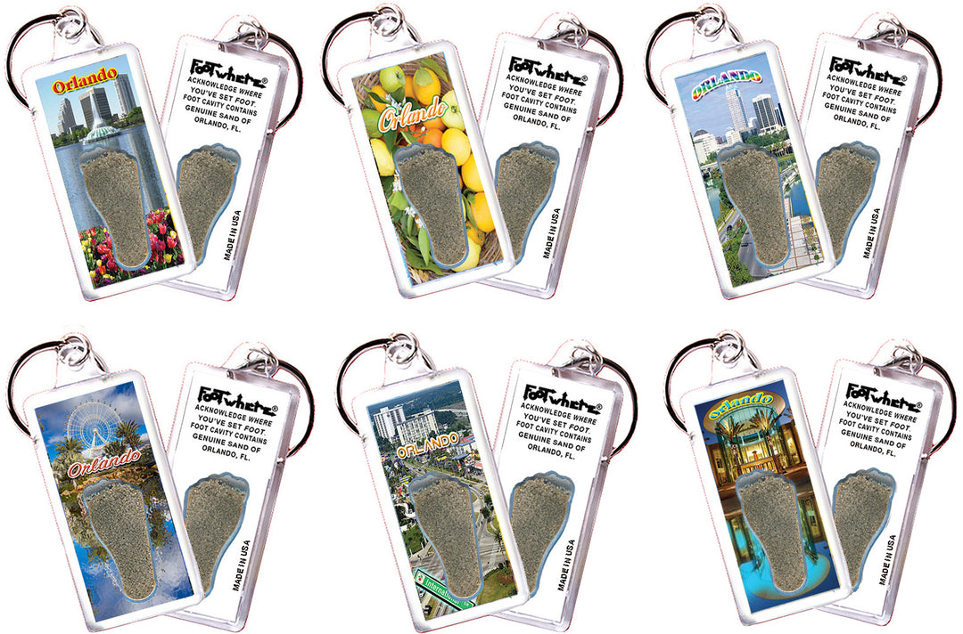 Orlando FootWhere® Souvenir Keychain. 72 pieces/6 assorted styles.