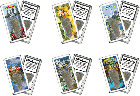 Orlando FootWhere® Souvenir Magnet. 72 pieces/6 assorted styles.