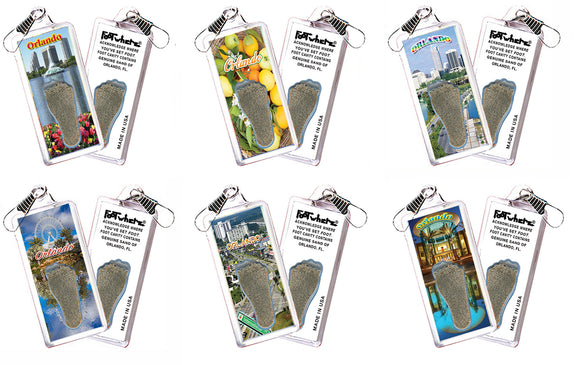Orlando FootWhere® Souvenir Zipper-Pull. 72 pieces/6 assorted styles.