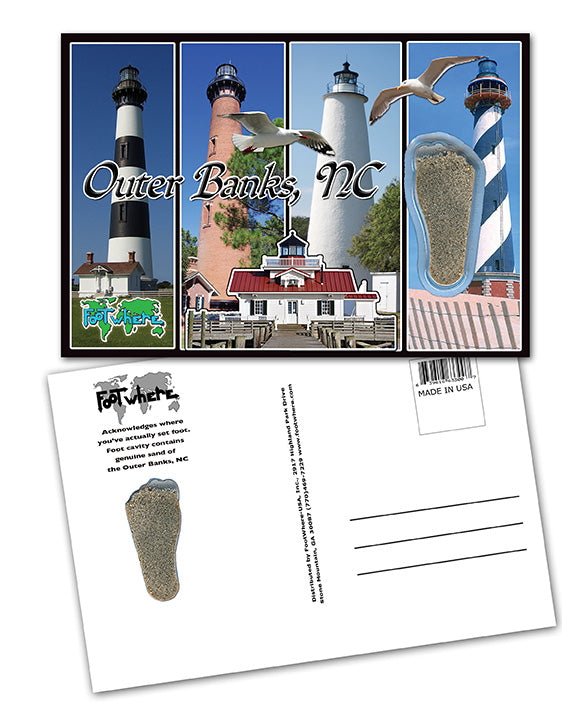 Outer Banks, NC FootWhere® Souvenir Postcard. 144 Pieces/1 Gross.