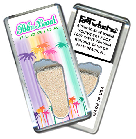 Palm Beach FootWhere® Souvenir Magnets. 6 Piece Set. Made in USA