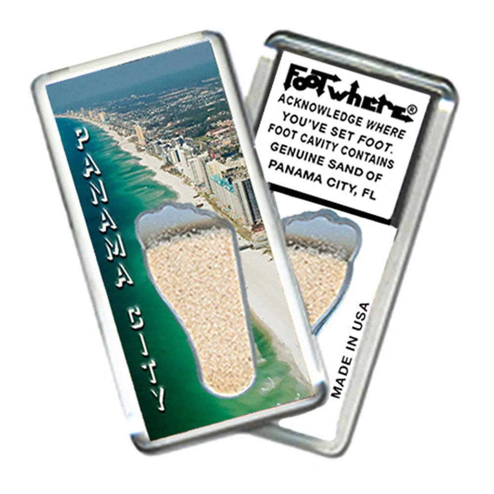 Panama City FootWhere® Souvenir Magnets. 6 Piece Set. Made in USA