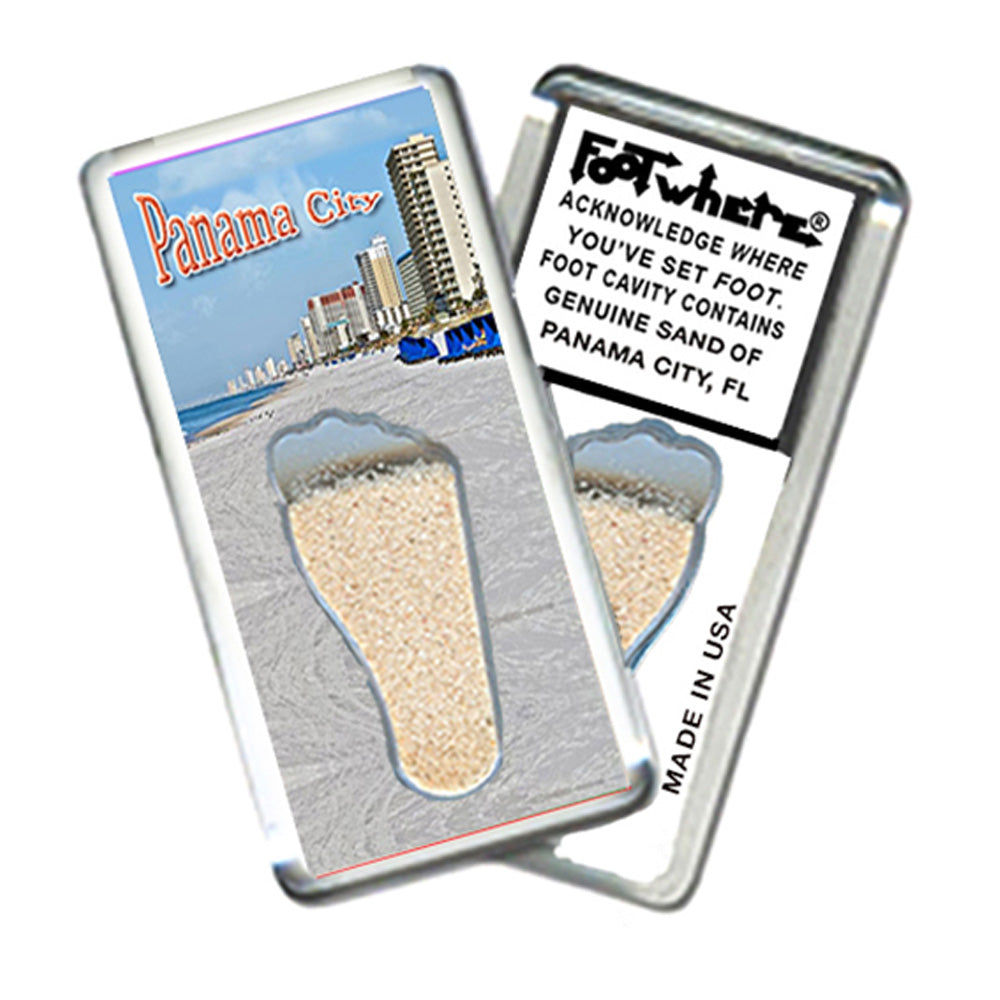 Panama City FootWhere® Souvenir Magnets. 6 Piece Set. Made in USA