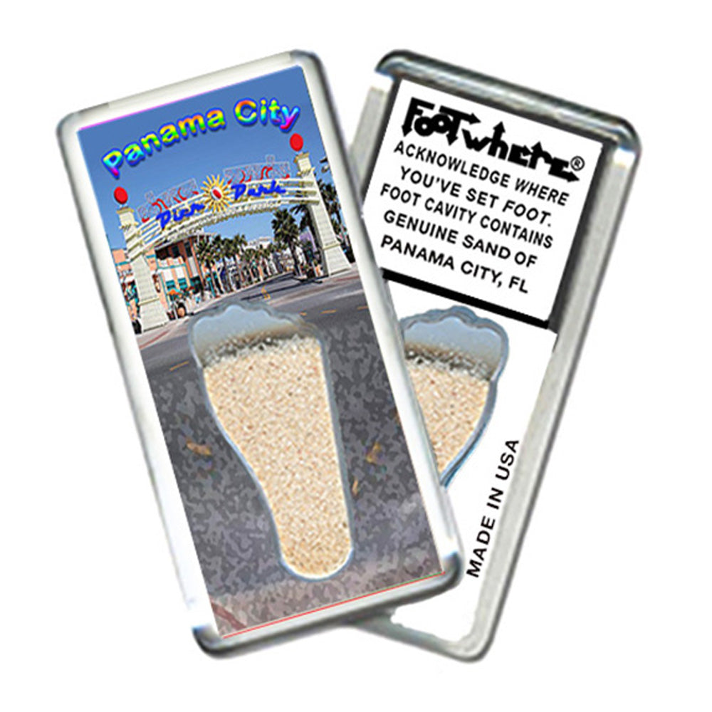 Panama City FootWhere® Souvenir Magnets. 6 Piece Set. Made in USA