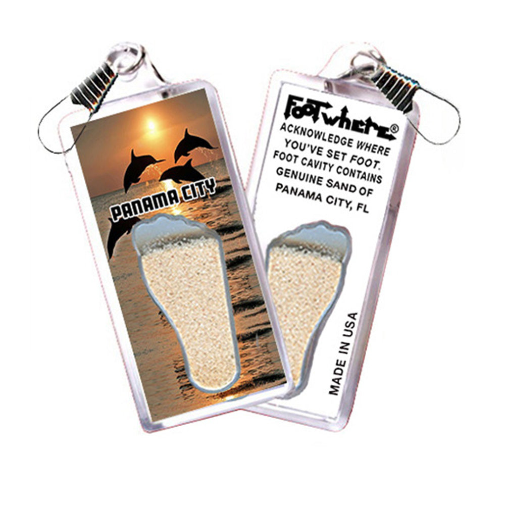Panama City FootWhere® Souvenir Zipper-Pulls. 6 Piece Set. Made in USA