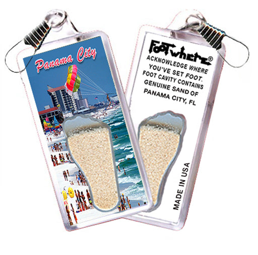 Panama City FootWhere® Souvenir Zipper-Pulls. 6 Piece Set. Made in USA