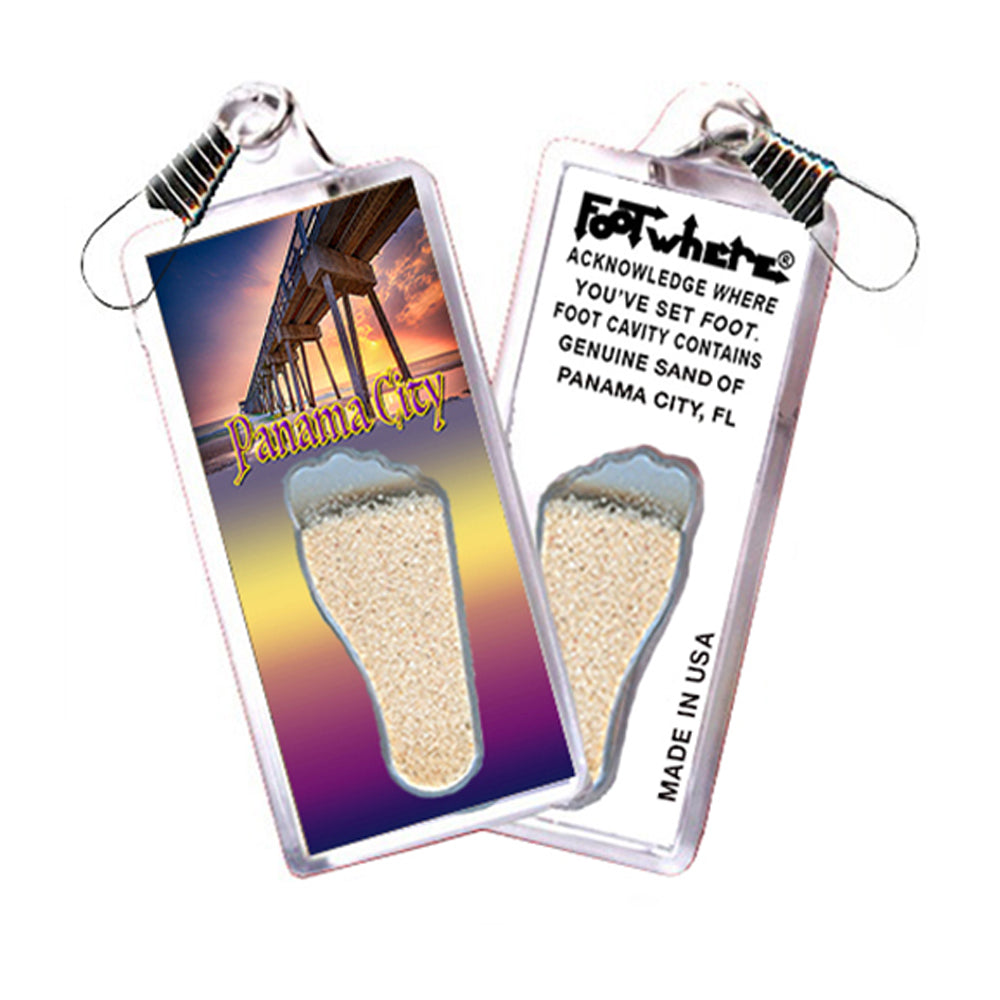 Panama City FootWhere® Souvenir Zipper-Pulls. 6 Piece Set. Made in USA