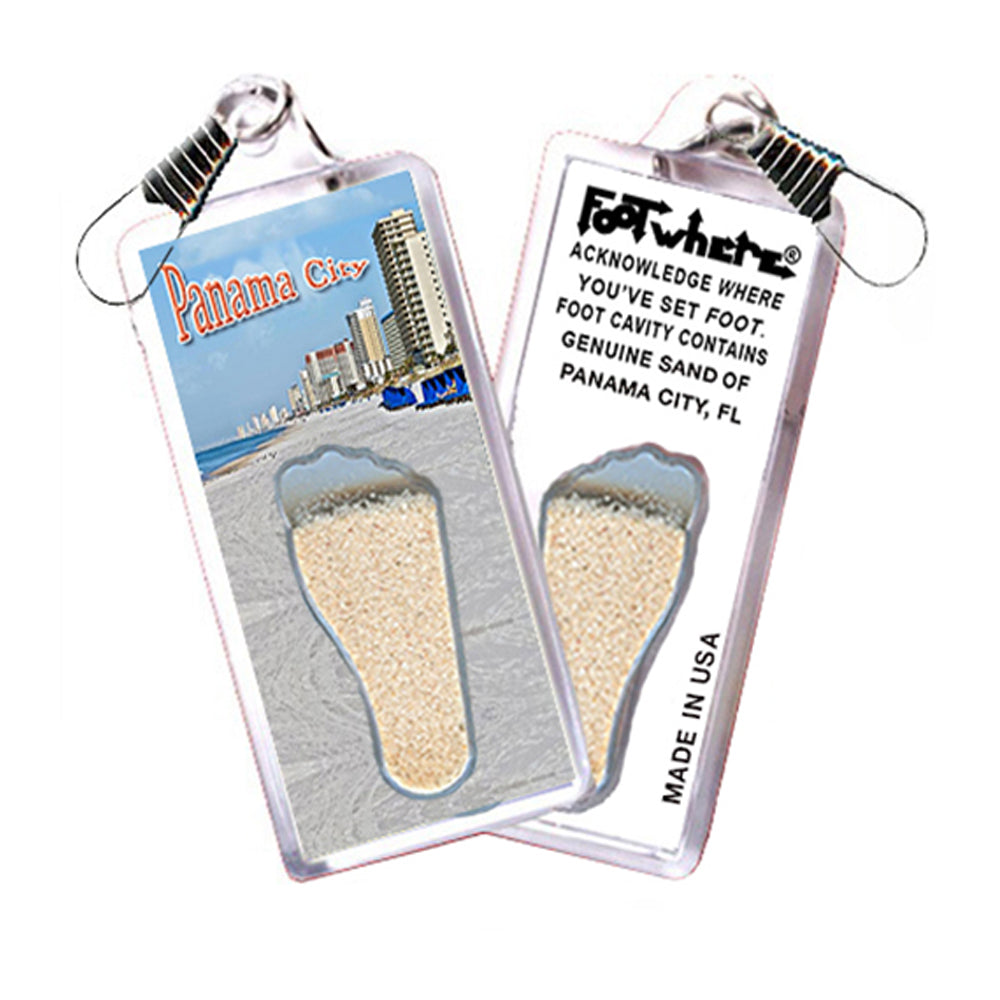 Panama City FootWhere® Souvenir Zipper-Pulls. 6 Piece Set. Made in USA