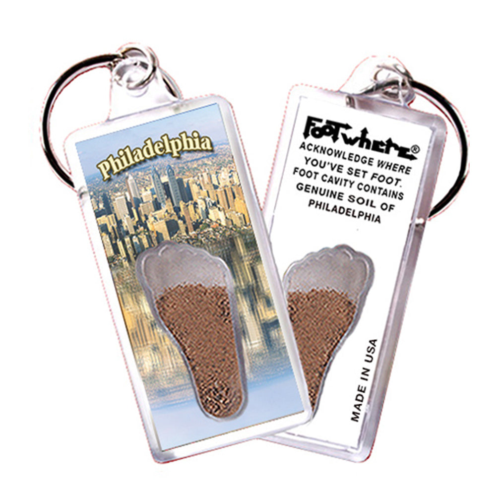 Philadelphia FootWhere® Souvenir Keychains. 6 Piece Set. Made in USA