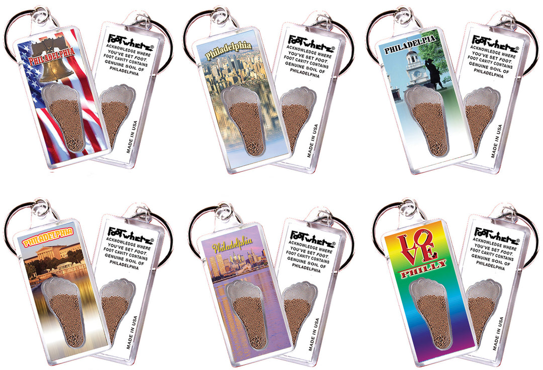 Philadelphia FootWhere® Souvenir Keychain. 72 pieces/6 assorted styles.
