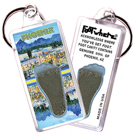 Phoenix FootWhere® Souvenir Keychains. 6 Piece Set. Made in USA