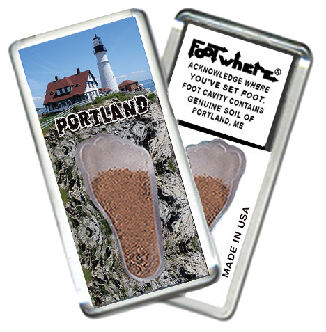 Portland, ME FootWhere® Souvenir Magnet. 6 Piece Set. Made in USA