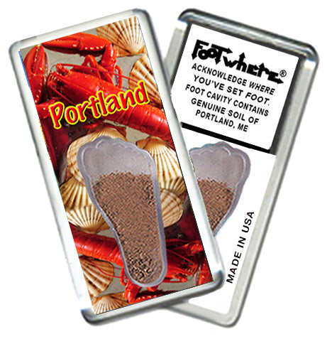 Portland, ME FootWhere® Souvenir Magnet. 6 Piece Set. Made in USA
