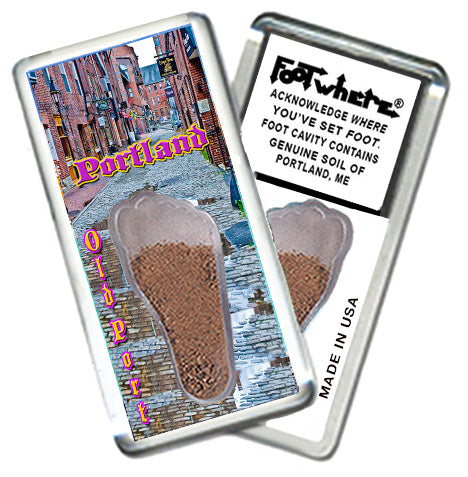 Portland, ME FootWhere® Souvenir Magnet. 6 Piece Set. Made in USA