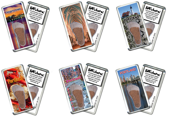 Portland, ME FootWhere® Souvenir Magnet. 72 pieces/6 assorted styles.