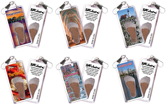 Portland, ME FootWhere® Souvenir Zipper-Pull. 72 pieces/6 assorted styles.