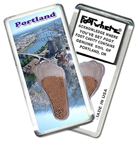 Portland, OR FootWhere Souvenir Magnets. 6 Piece Set. Made in USA