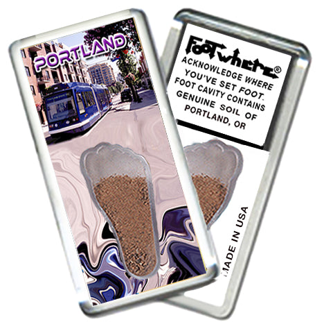 Portland, OR FootWhere Souvenir Magnets. 6 Piece Set. Made in USA