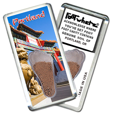 Portland, OR FootWhere® Souvenir Magnet. 6 Piece Set. Made in USA