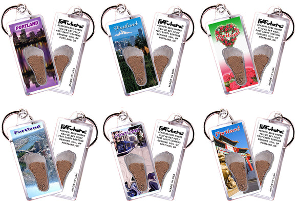 Portland, OR FootWhere® Souvenir Keychain. 72 pieces/6 assorted styles.
