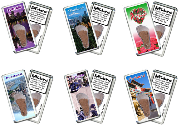 Portland, OR FootWhere® Souvenir Magnet. 72 pieces/6 assorted styles.