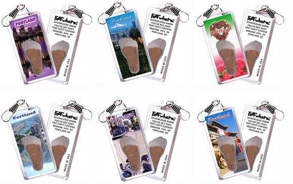 Portland, OR FootWhere® Souvenir Zipper-Pull. 72 pieces/6 assorted styles.