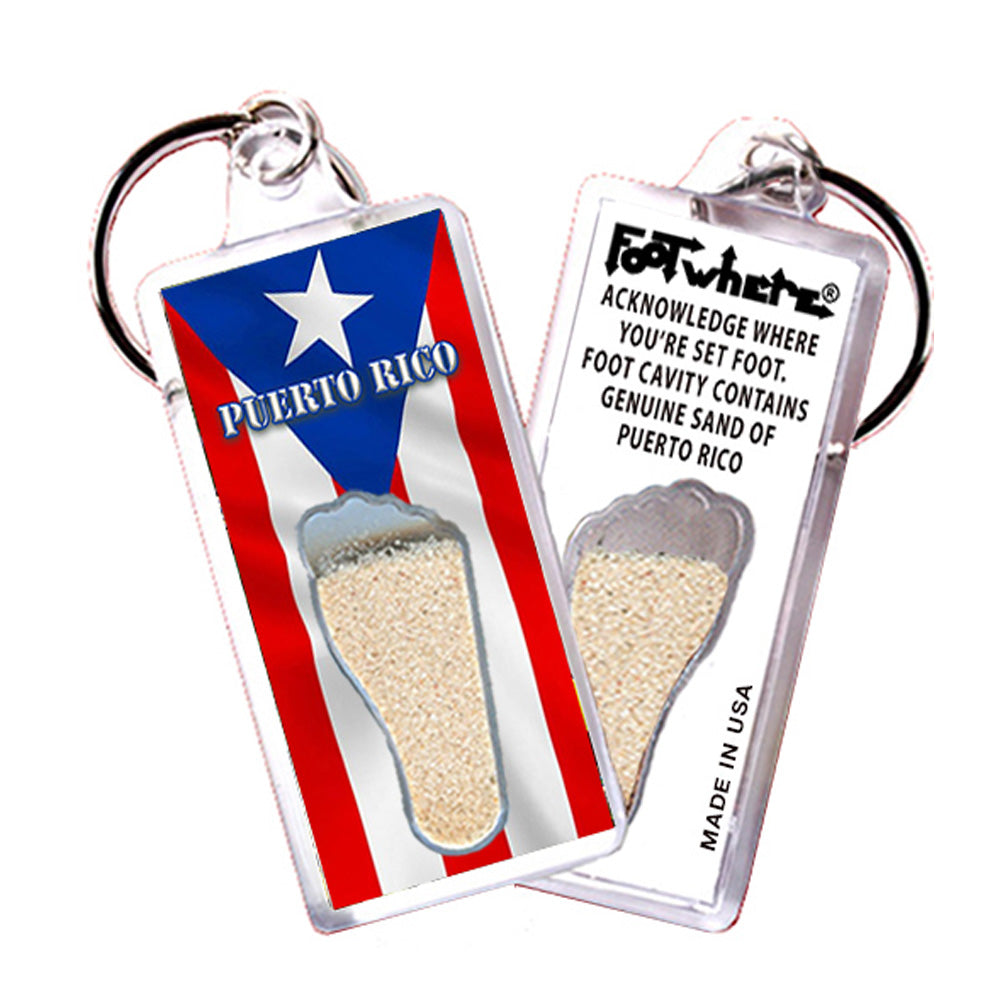 Puerto Rico FootWhere® Souvenir Keychain. 72 pieces/6 assorted styles.