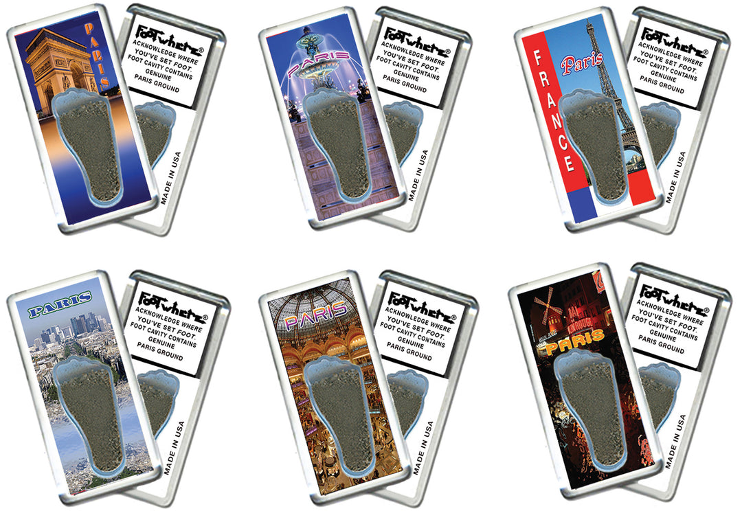 Paris FootWhere® Souvenir Magnet. 72 pieces/ 6 assorted styles.