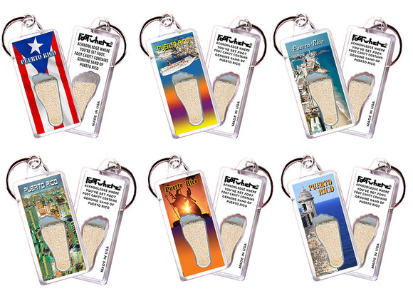 Puerto Rico FootWhere® Souvenir Keychain. 72 pieces/6 assorted styles.