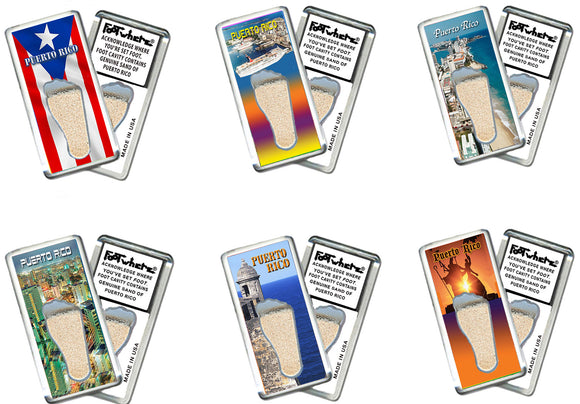 Puerto Rico FootWhere® Souvenir Magnet. 72 pieces/6 assorted styles.