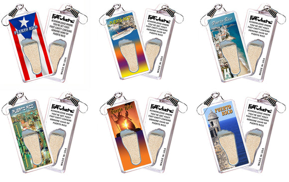 Puerto Rico FootWhere® Souvenir Zipper-Pull. 72 pieces/6 assorted styles.