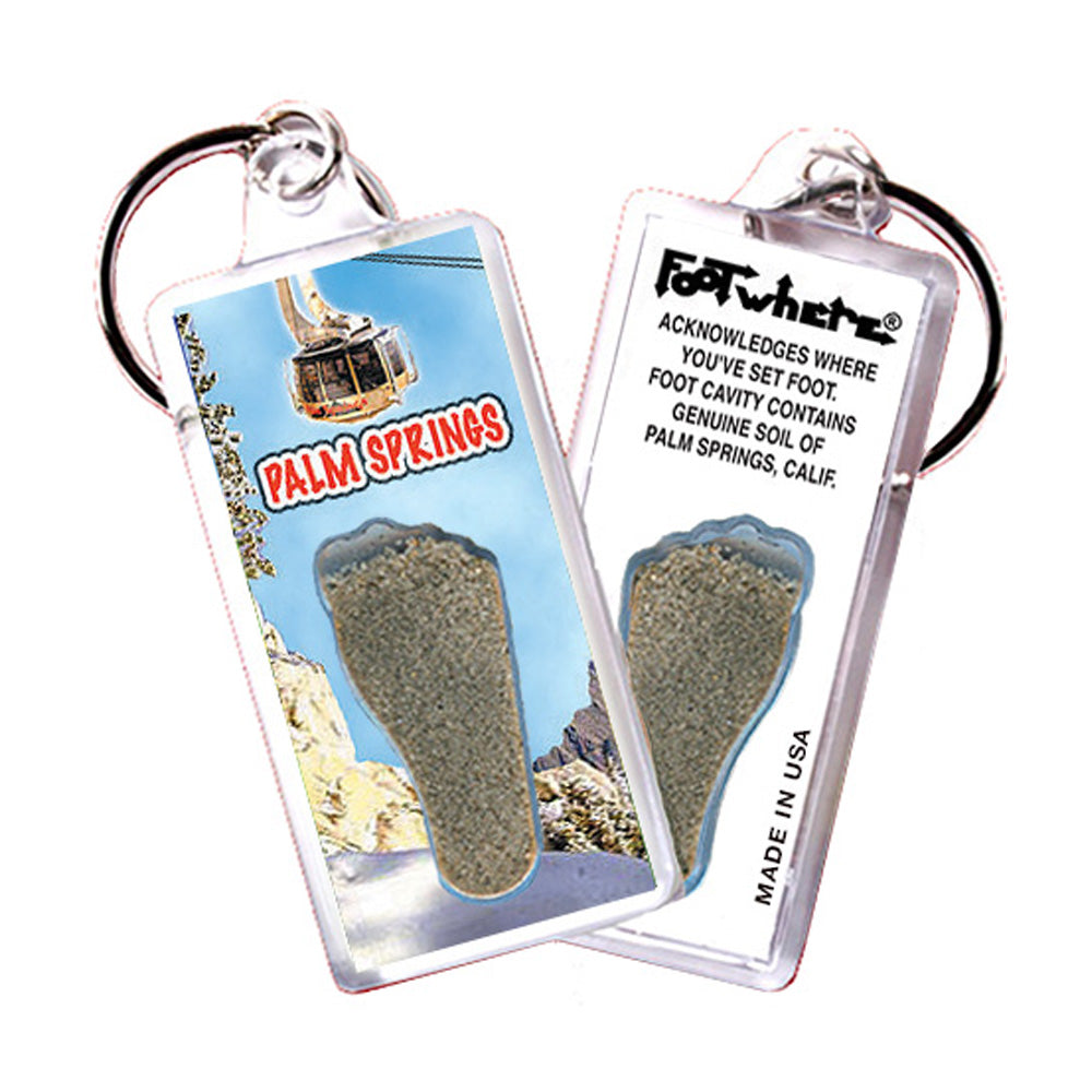 Palm Springs FootWhere® Souvenir Keychains. 6 Piece Set. Made in USA