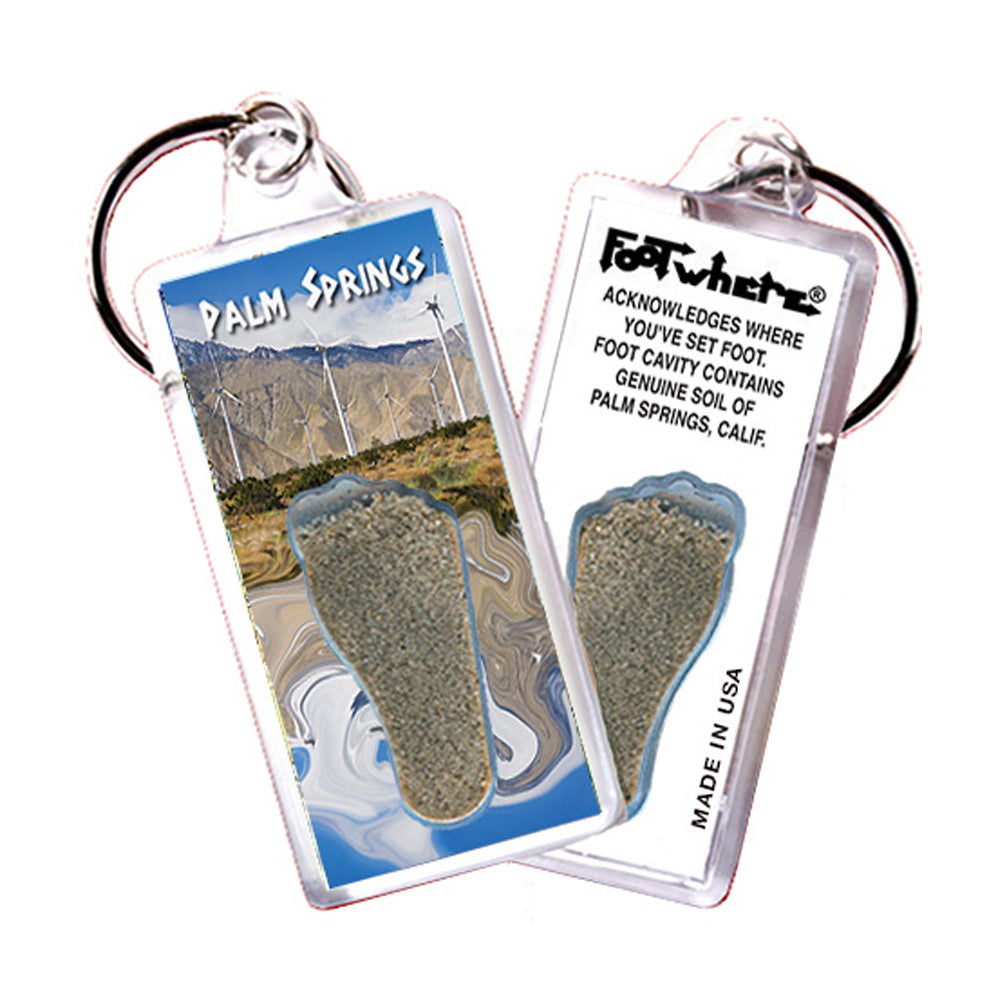 Palm Springs FootWhere® Souvenir Keychains. 6 Piece Set. Made in USA