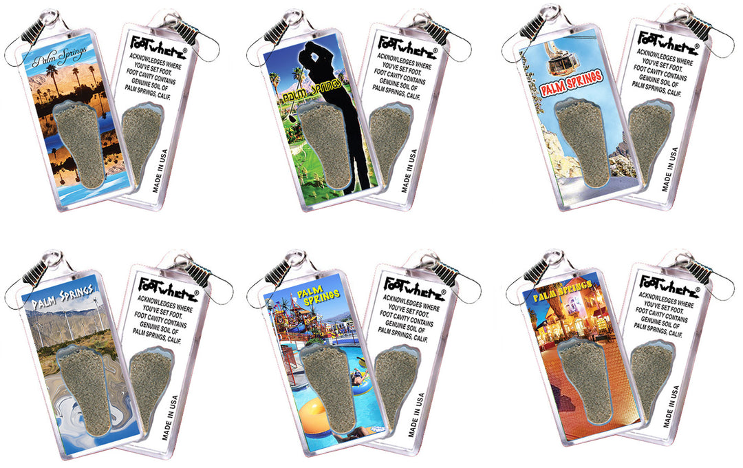 Palm Springs FootWhere® Souvenir Zipper-Pull. 72 pieces/6 assorted styles.