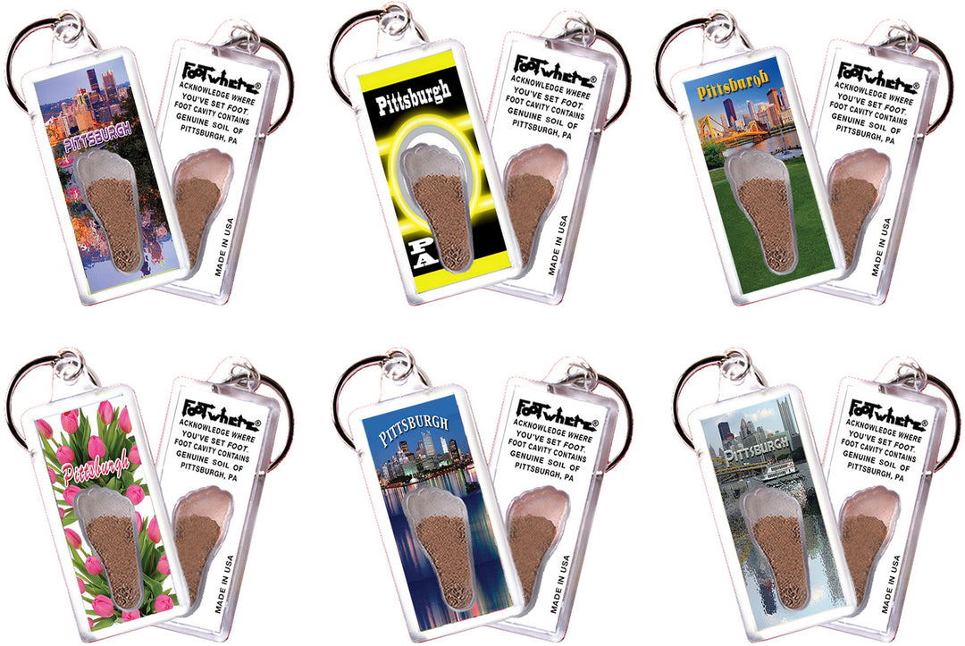 Pittsburgh FootWhere® Souvenir Keychain. 72 pieces/6 assorted styles.