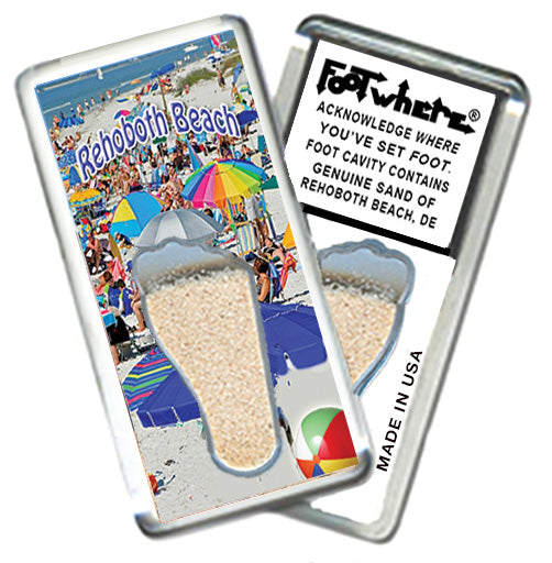 Rehoboth Beach FootWhere® Souvenir Magnets. 6 Piece Set. Made in US