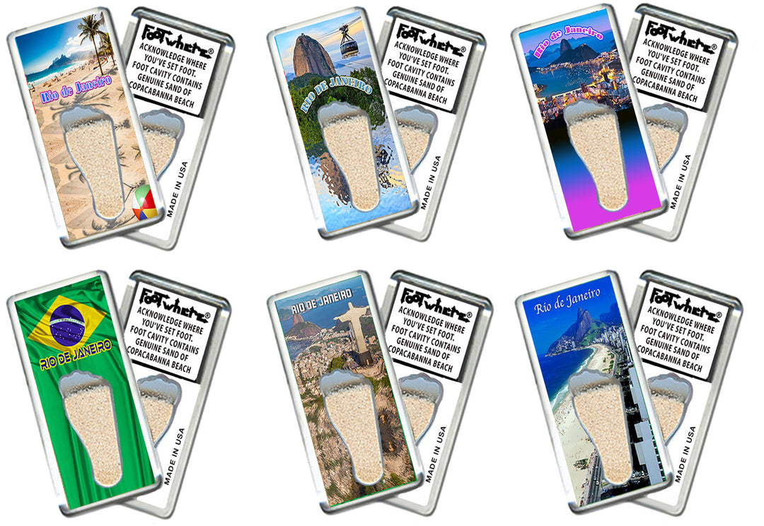 Rio De Janeiro  FootWhere® Souvenir Magnet. 72 pieces/6 assorted styles.