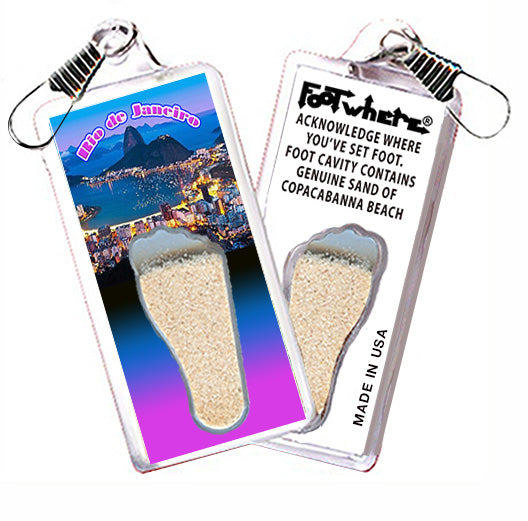 Rio De Janeiro FootWhere® Souvenir Zipper-Pulls. 6 Piece Set. Made in USA
