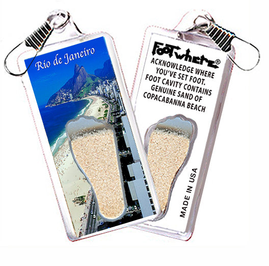 Rio De Janeiro FootWhere® Souvenir Zipper-Pulls. 6 Piece Set. Made in USA
