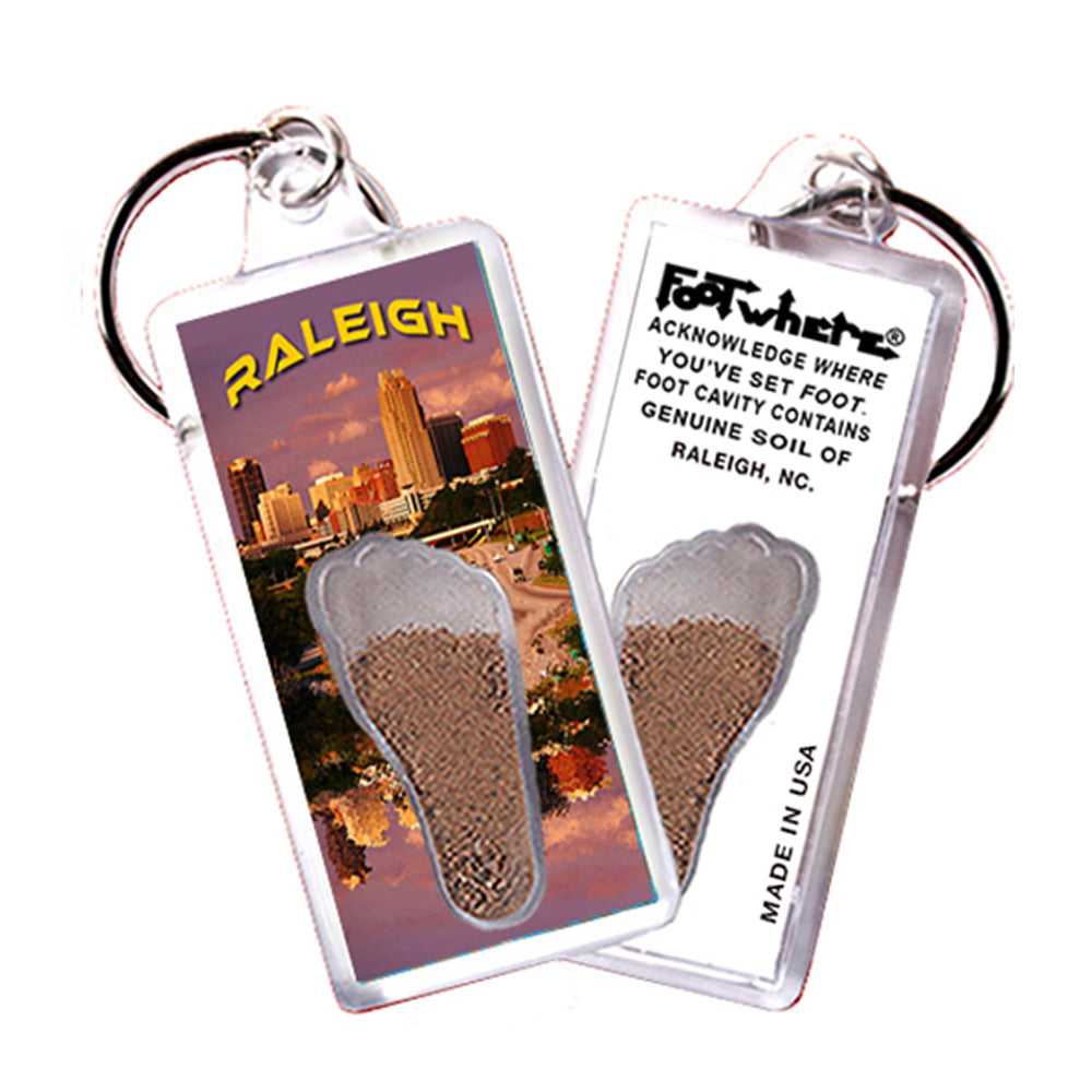 Raleigh FootWhere® Souvenir Keychains 6 Piece Set. Made in US