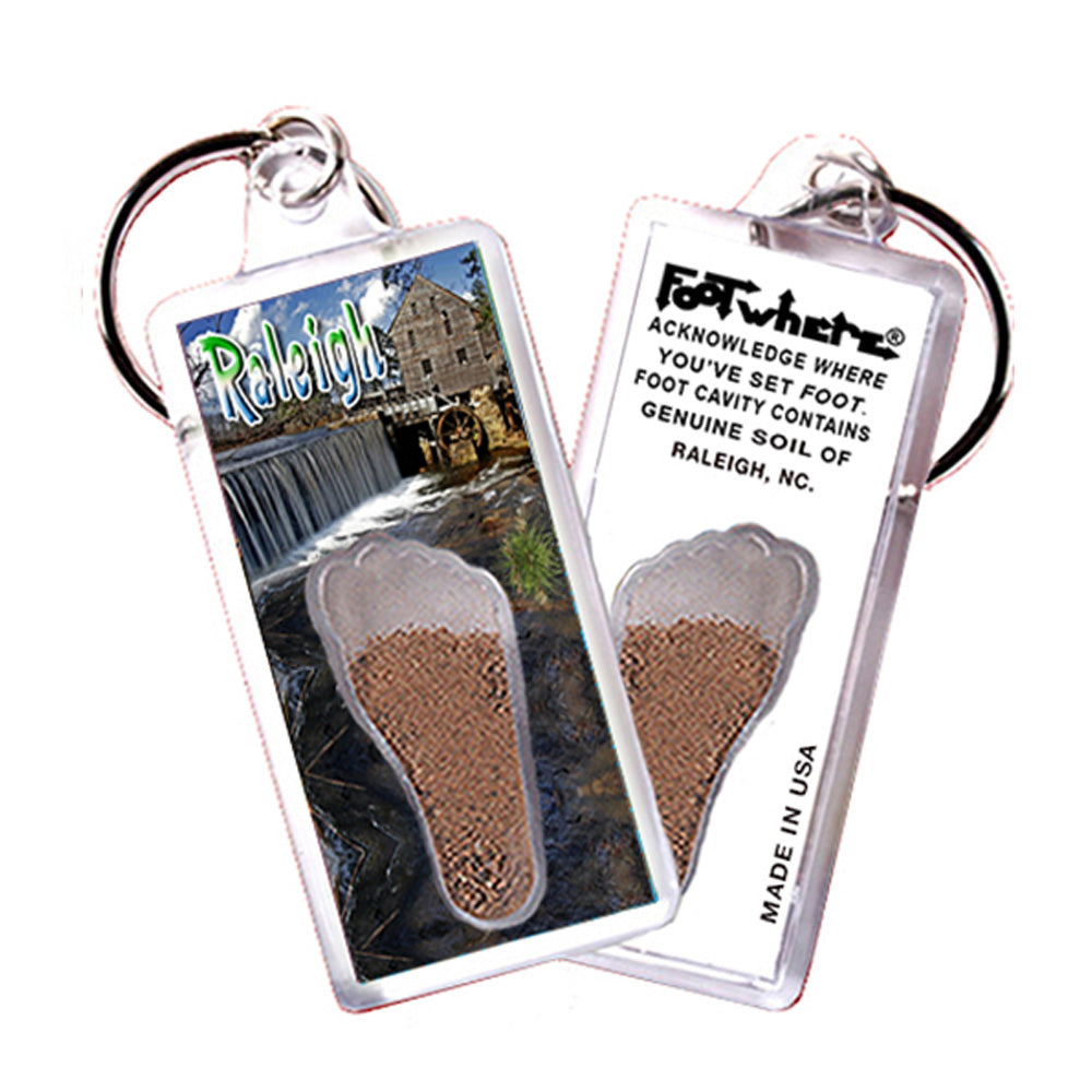 Raleigh FootWhere® Souvenir Keychains 6 Piece Set. Made in US