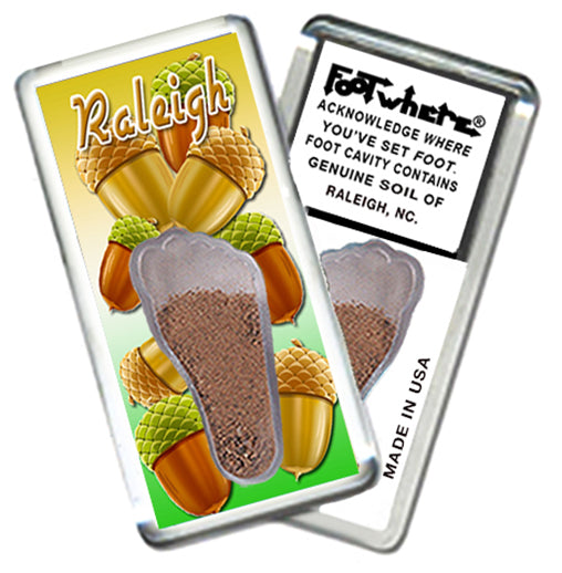 Raleigh FootWhere® Souvenir Magnets. 6 Piece Set. Made in US