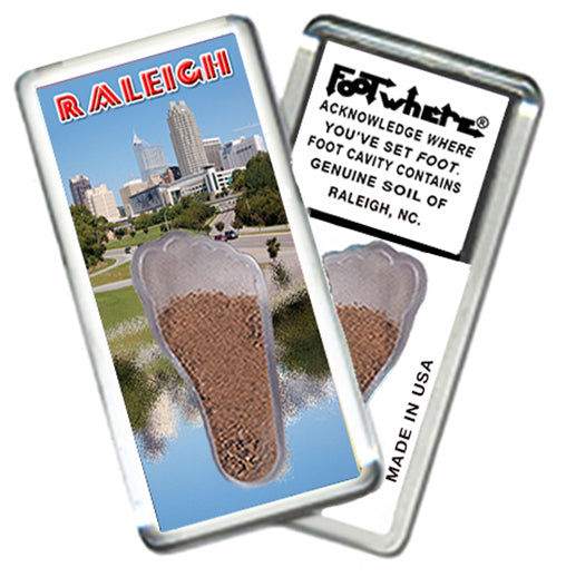 Raleigh FootWhere® Souvenir Magnets. 6 Piece Set. Made in US